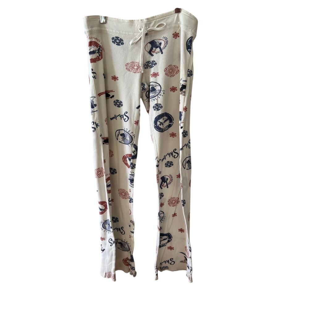 PJ Salvage Ski Print Flared Waffle Lounge Pants S